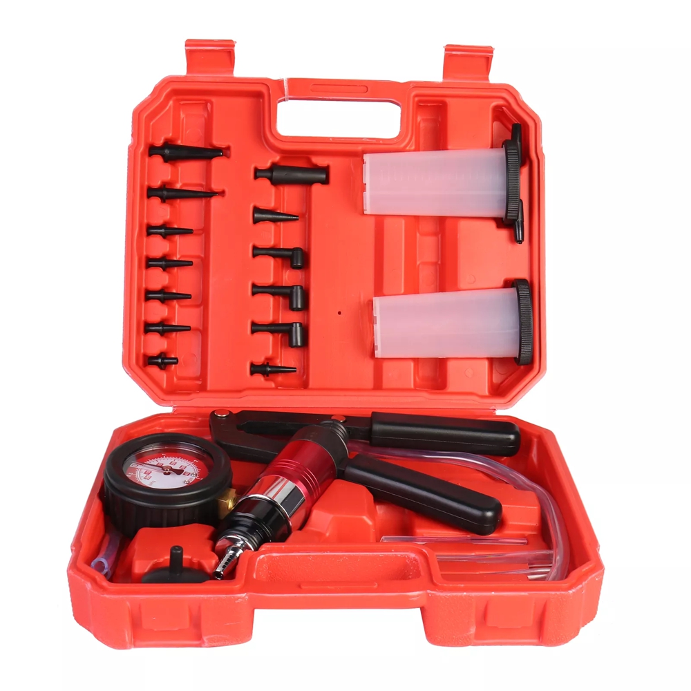 2 in 1 Hand Held Vacuum and Pessure Pump Tester Brake Bleeding Kit, One Man Brake Clutch Fluid Bleeder Tool Kit for Car Motorcycle