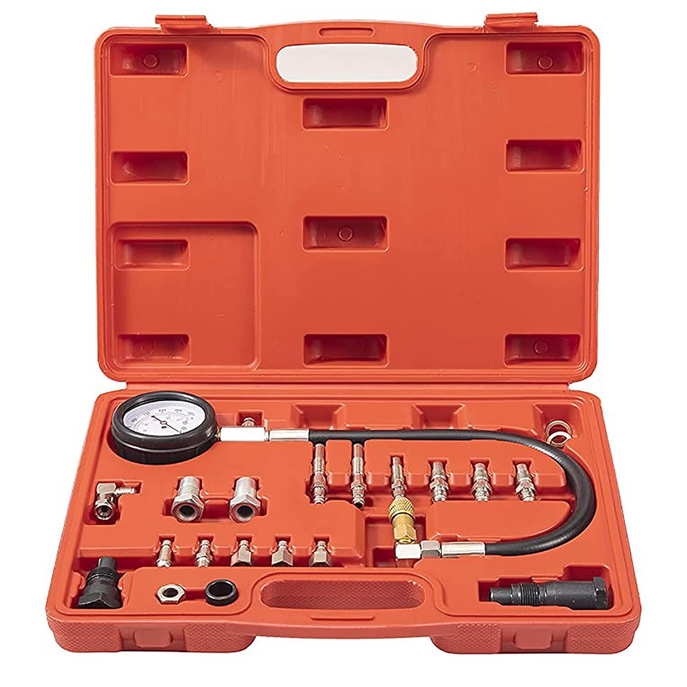 Diesel Engine Compression Tester Automotive Fuel Pressure Tester Kit, Engine Compression Gauges Tool 1000 PSI with Cylinder Compression Tester Hose - Comes with Carrying Case