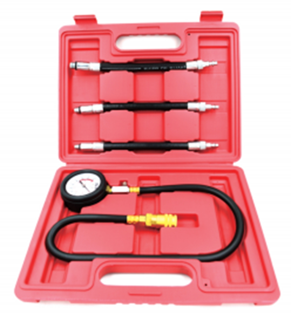 Compression Gauge Test Set for Engine Cylinders Diagnostic Tester with 4 Long Reach Hoses M10 M12 M14