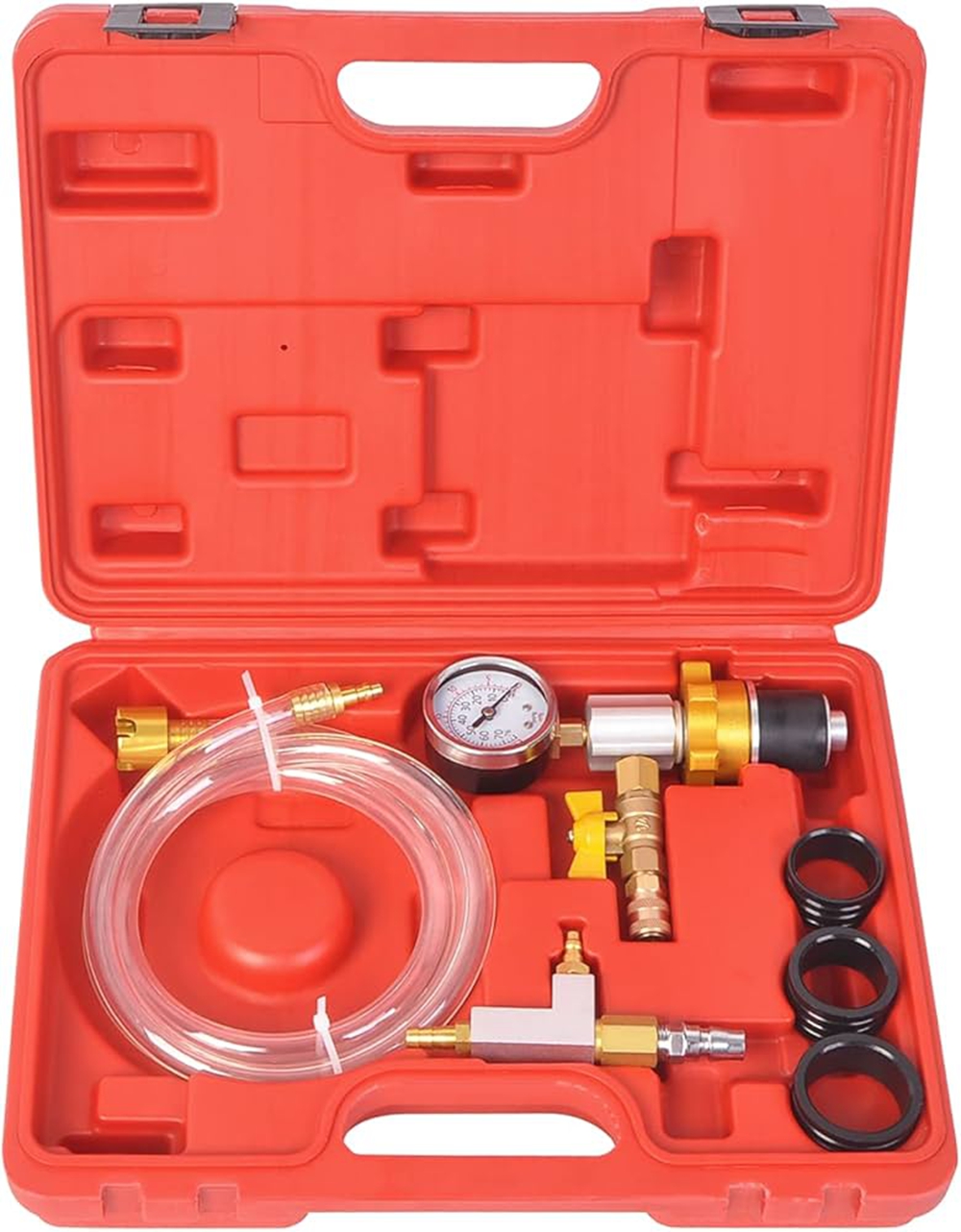 Prokomon Coolant Vacuum Refill Kit; Coolant Vacuum Filler Tool with 4 Adapters; Cooling System Vacuum Purge and Refill Kit; Radiator Coolant Refill Tool Kit; Vacuum Coolant Fill Kit