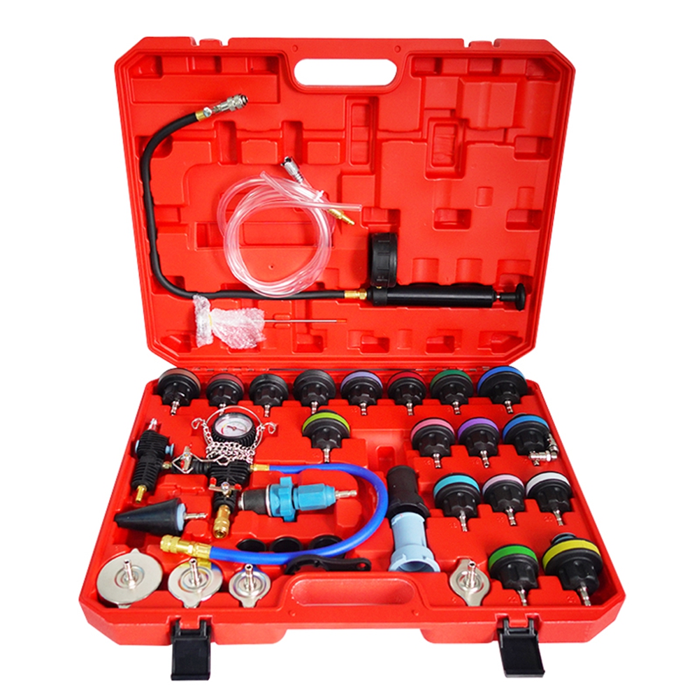 28PCS Universal Radiator Pressure Tester for Vehicles, Vacuum Type Coolant System Pressure Leak Tester Kit
