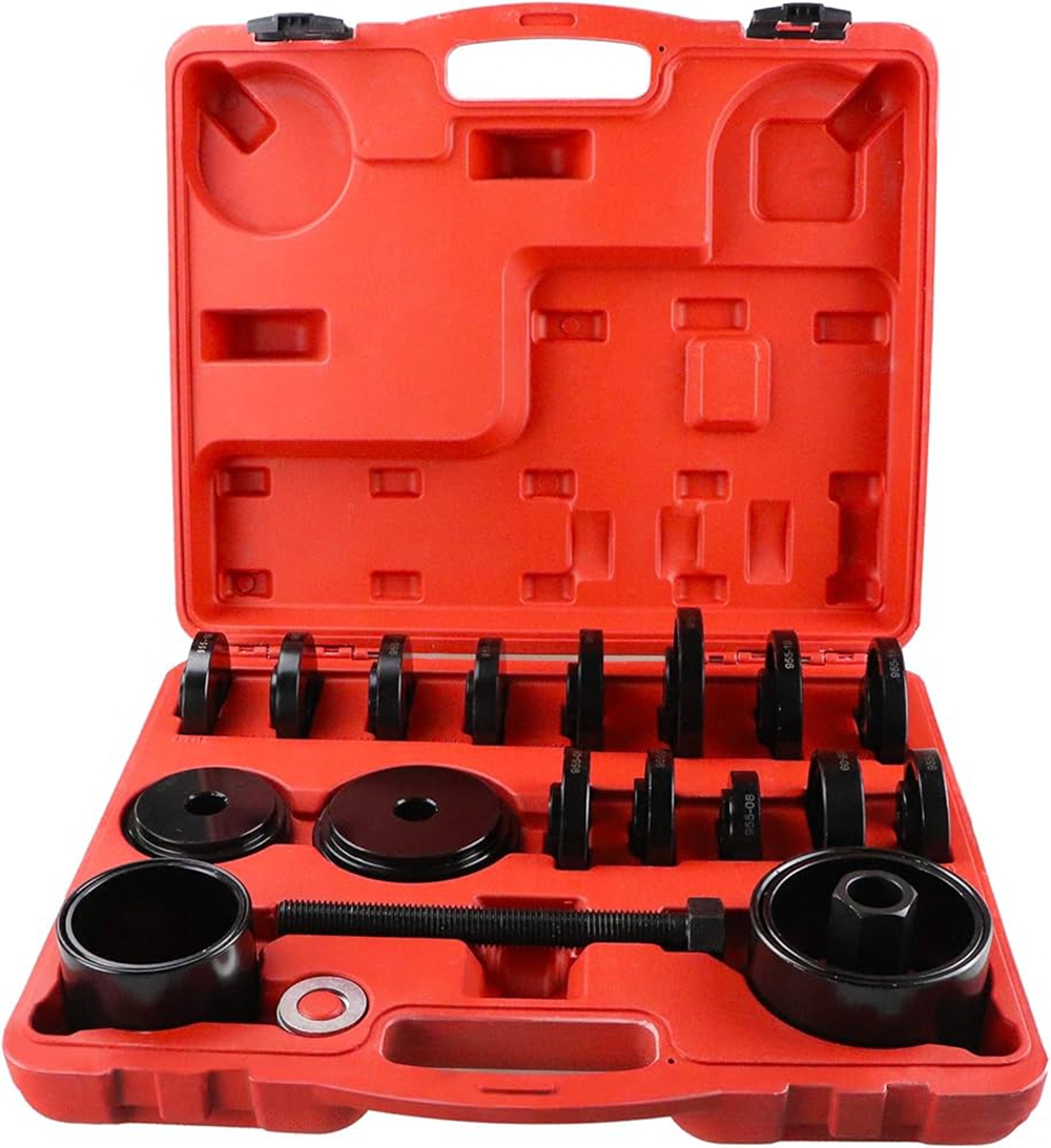 23 PCS FWD Front Wheel Drive Bearing Adapters Puller, 45# Steel Press Replacement Installer Removal Tools Kit, Wheel Bearing Puller Tool Works on Most FWD Cars & Light Trucks