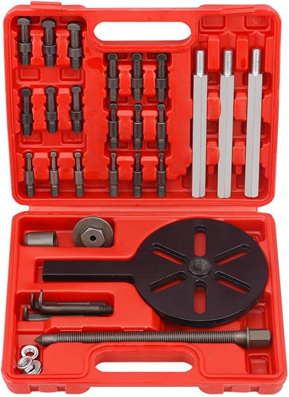 Bearing Puller Set, 21 in 1 Multi-Function Bearing Removal Tool, Bearing Disassembly Puller with Red Storage Box, for Repair Motorbikes, Cars and More Mechanical Equipment