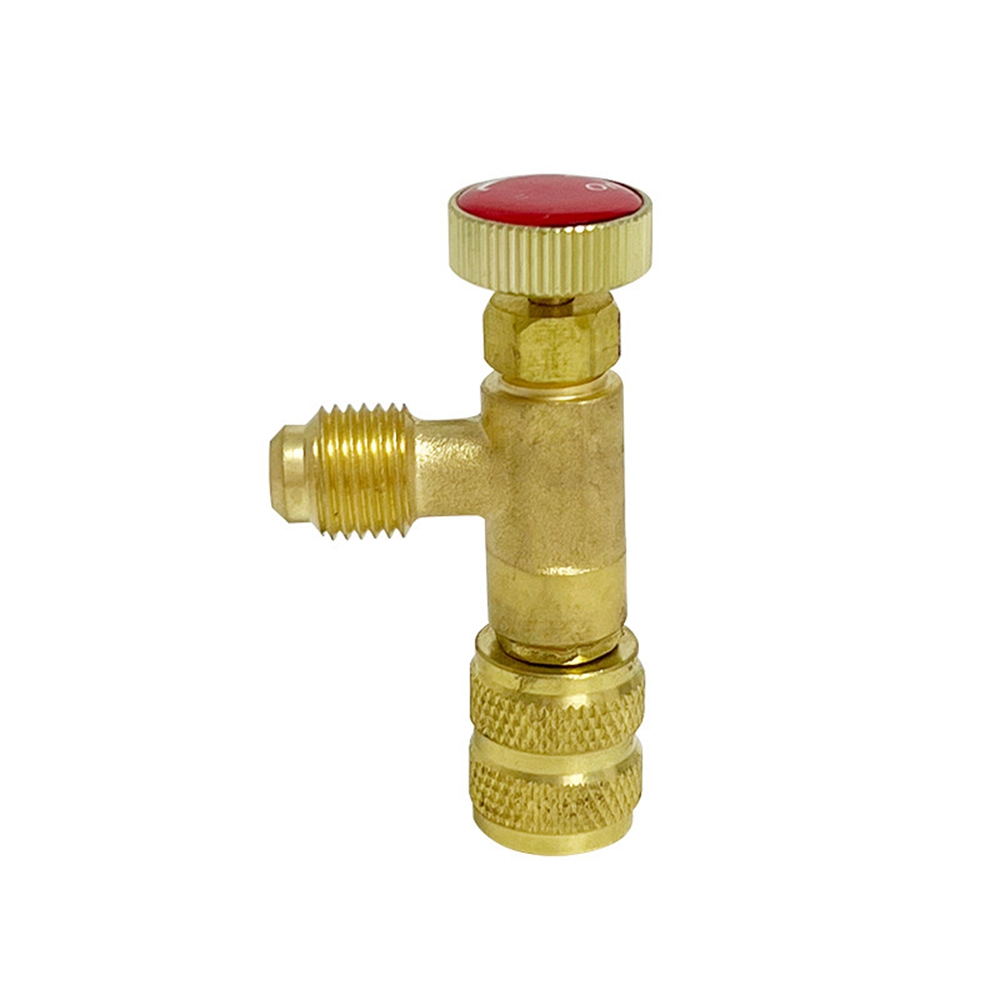 1/4''-5/16'' R410A Air Conditioner Safety Valve Brass Flow Control Valve for Refrigerant Charging Hose Safety Dosing Valve