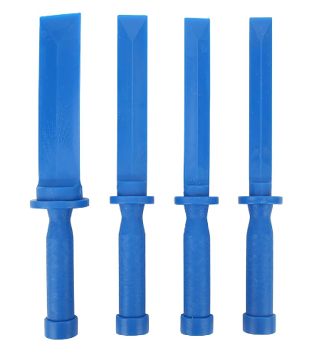 Plastic Chisel Scraper Set, 4pcs Hard Nylon Plastic Wedge Tool Glue Spatula Remover Tool, Straight Edge, Comfortable Rubber Grip, 36mm, 25mm, 22mm, 19mm