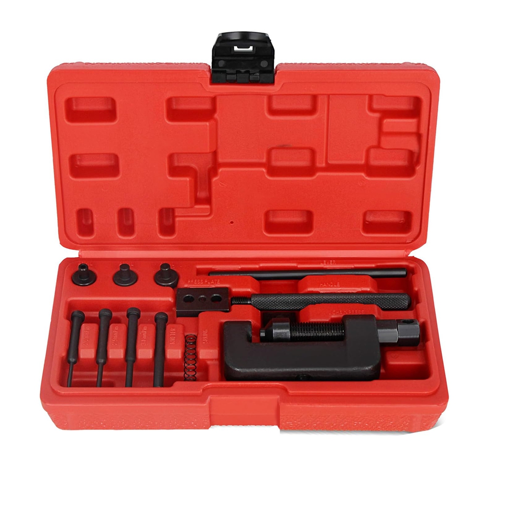 Chain Breaker 13-Piece Set with Carrying Case – Chain Cutter and Riveter for Motorcycle, Bike, ATV