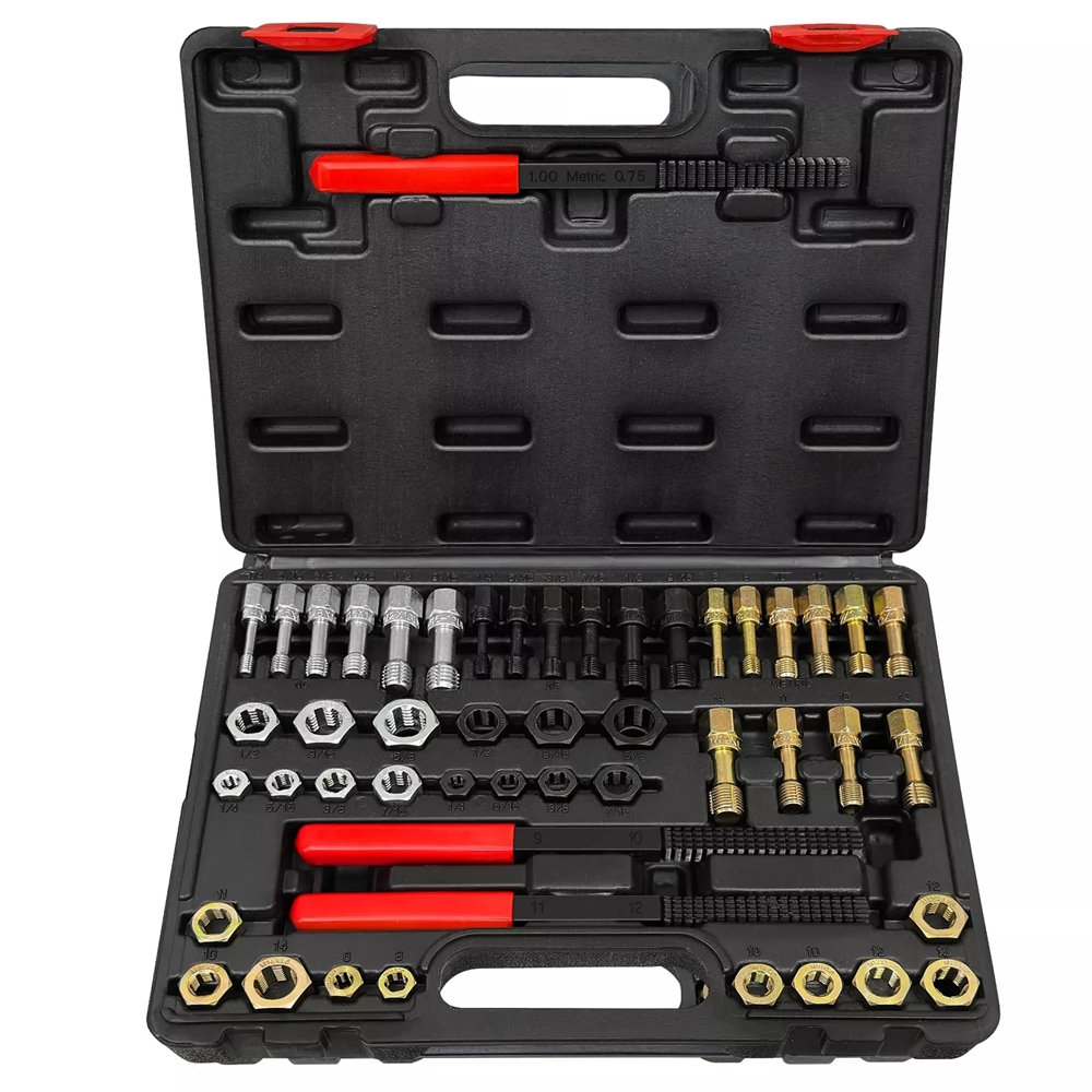 Thread Repair Kit 49 PCS Thread Chaser Set, Metric and SAE Thread Repair Kit, Universal Rethreading Kit Thread Restorer Tool Set with 22 Taps 24 Dies 3 Thread Files