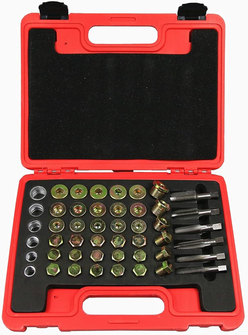 114pcs Oil Pan Drain Sump Plug Key Thread Repair Tool Kit Set Drain Plug with Carry Case