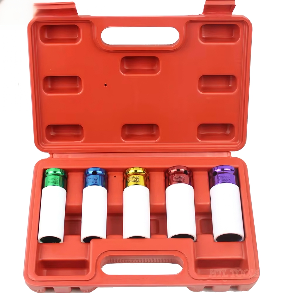 5pcs/Set Colorful Tire Protection Sleeve Wheel Wall Deep Impact Nut Sockets Tool Socket Adapter Set for Impact Drivers