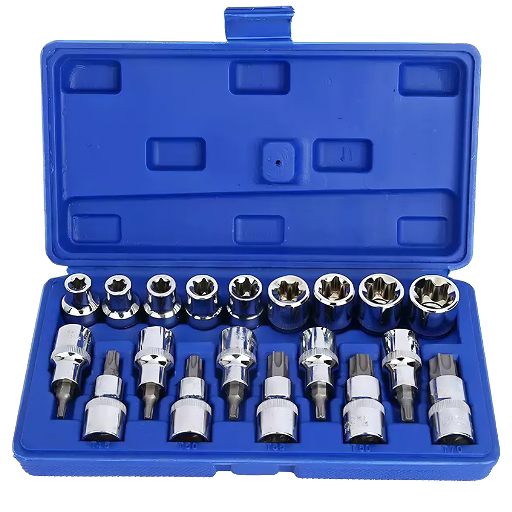19Pcs 1/2in Drive Star Hex Socket Bit Kit