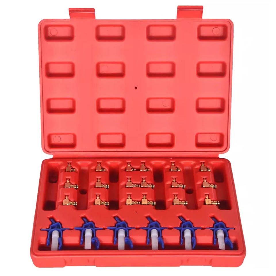 24PCS Diesel Injector Flow Meter Adapter Common Rail Adapter Set